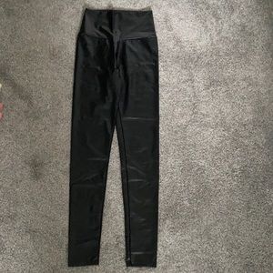 Black high wasted leather leggings